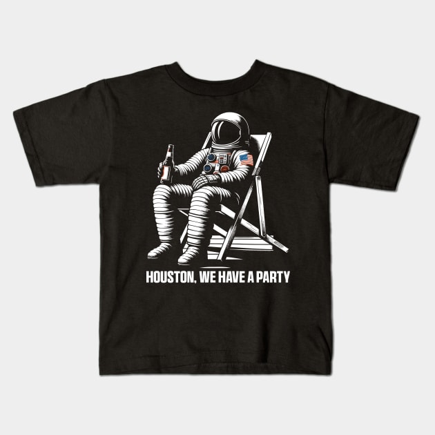 Party Astronaut Deckchair Novelty Funny Space Kids T-Shirt by KsuAnn